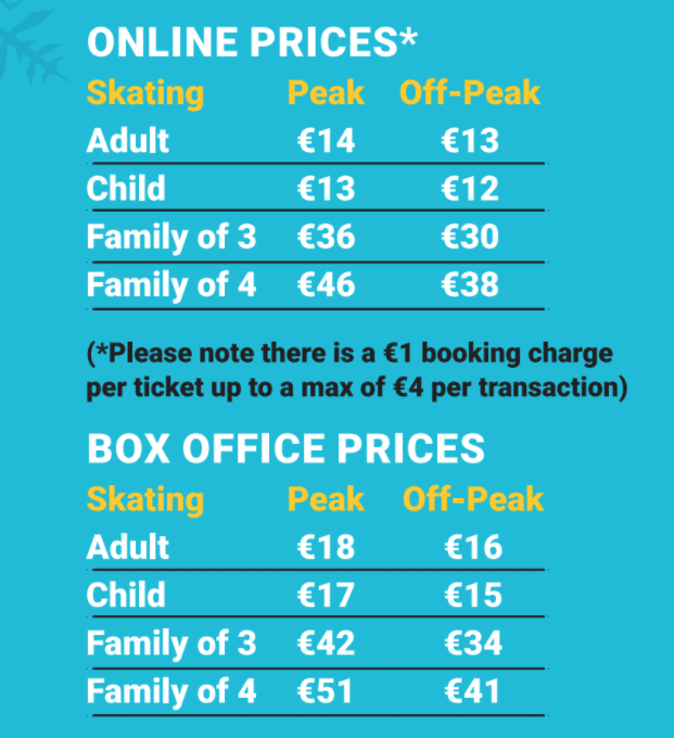 Preços pista patinação Dublin