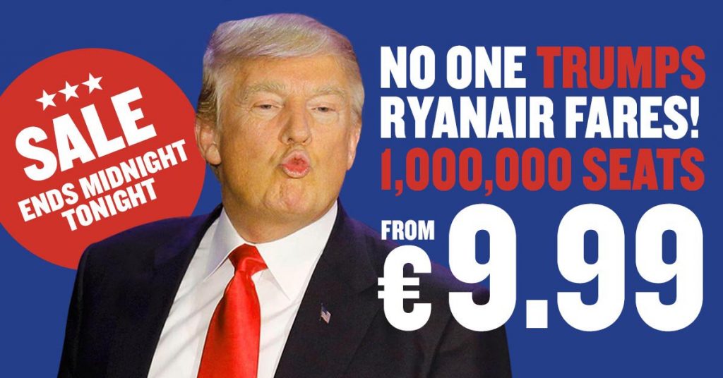 Propaganda da Ryanair com Trump